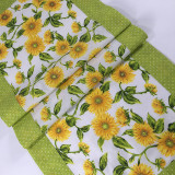 Žlto-zelený kvetovaný bavlnený obrus  (100/40)