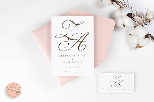 Svadobné oznámenie s metalickým zlátením B#59