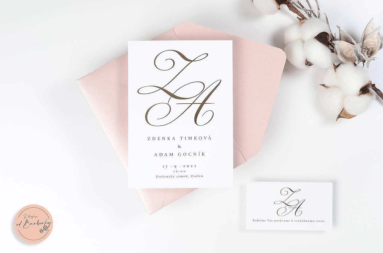 Svadobné oznámenie s metalickým zlátením B#59 (A1 - Svadobné oznámenie 20-50ks)