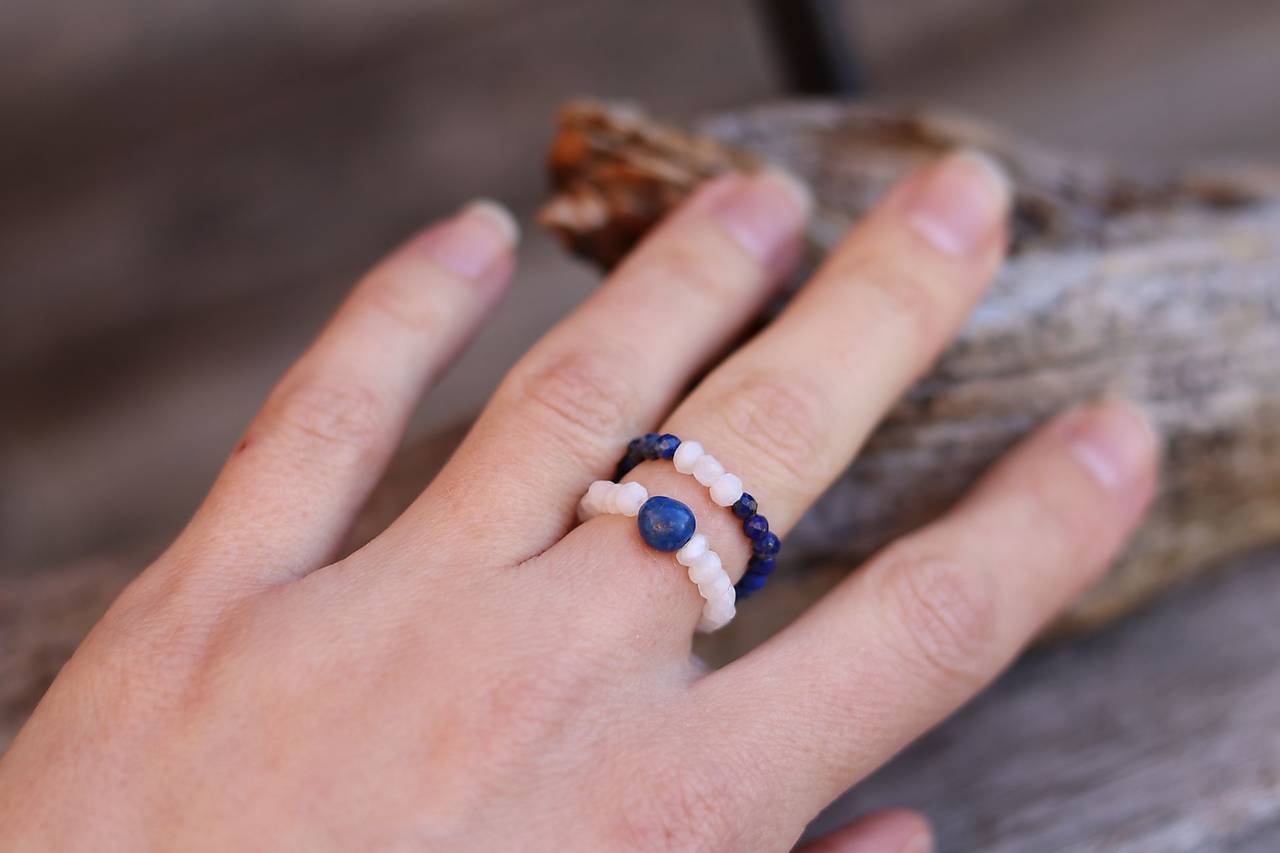 Prstienky z minerálu lapis lazuli, mesačný kameň