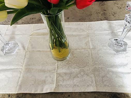 Úžitkový textil - Biela s ornamentmy - 15367988_