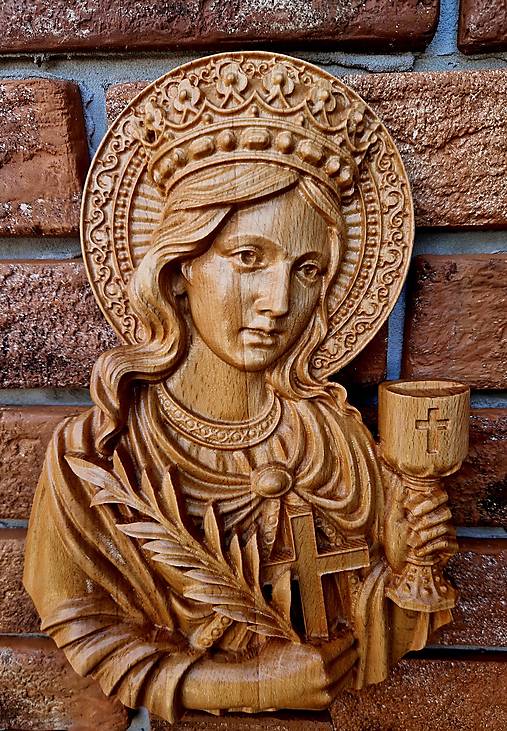 Dekorácie - 3D Drevorezba Svätá Barbora. - 15368370_