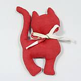 Úžitkový textil - Maky s červenou - dekoračná mačka malá 17x10 - 15367760_
