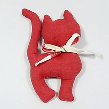 Úžitkový textil - Maky s červenou - dekoračná mačka malá 17x10 (červená) - 15367760_