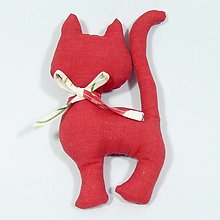 Úžitkový textil - Maky s červenou - dekoračná mačka veľká 24x14 (červená) - 15367768_