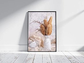Kresby - Plagát| Maľba Suché kvety v bielej váze - 15369955_