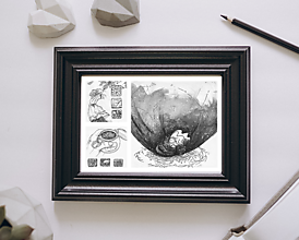 Kresby - Bylinkový čaj - fine art print - 15372282_