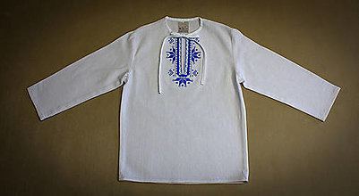 Detské oblečenie - Chlapčenská ľanová vyšívaná folklórna košeľa – vzor Detva - 15371222_