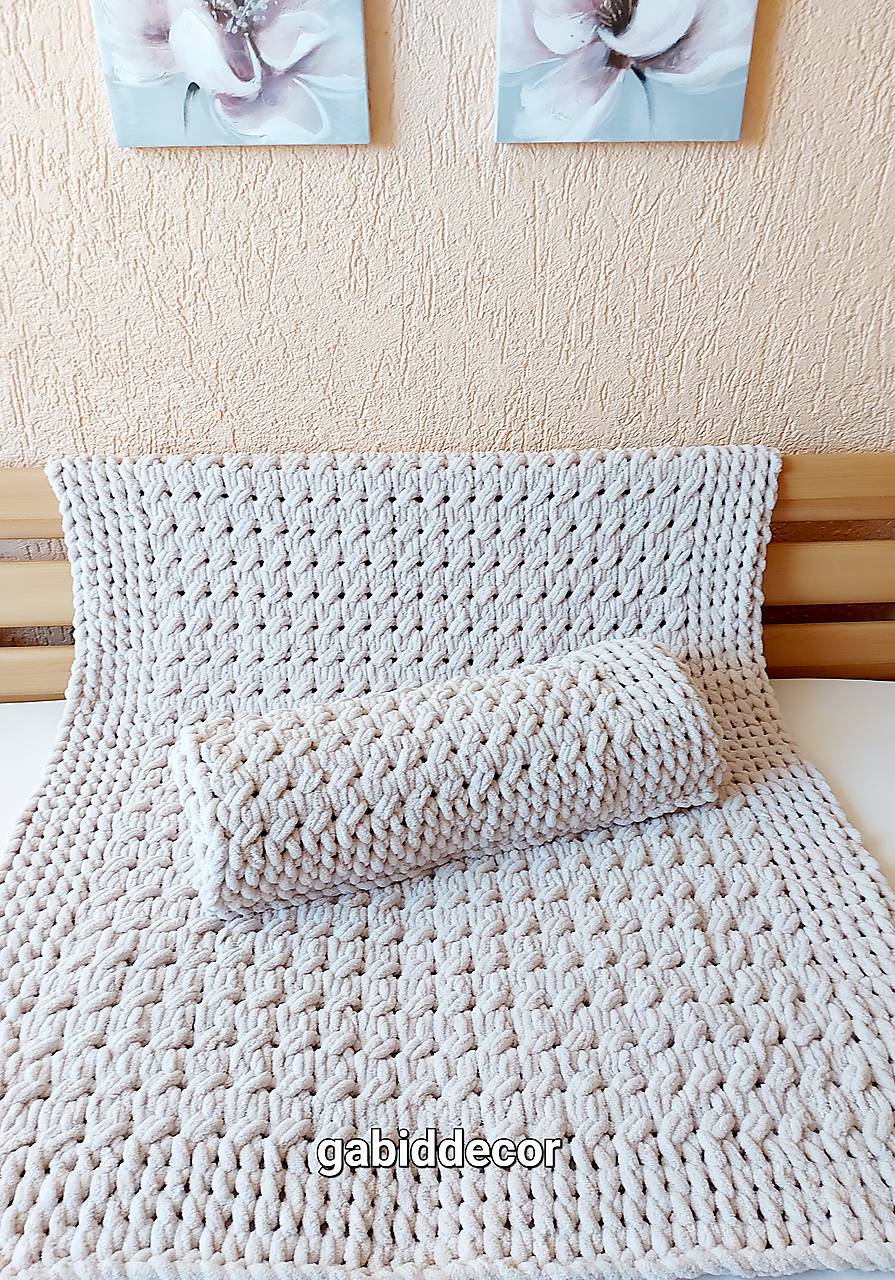 Jemnučká a ľahká deka/prehoz na sedaciu súpravu z priadze alize puffy