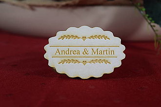 Darčeky pre svadobčanov - Svadobná  drevená magnetka gravírovaná 0017 - 15372690_
