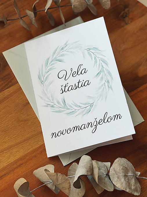 Papiernictvo - Gratulačná pohľadnica venček s obálkou - 15374805_