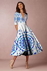 Šaty - Spoločenské šaty Floral Folk " Modrotlač " - 15373935_