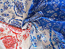Šaty - FLORAL FOLK " Slovenská ornamentika ", spoločenské dlhé šaty (Biela + tmavomodrý akvarel) - 15374248_
