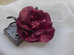 Brošne - spona & brošňa (bordová kvetinka) - 15374525_