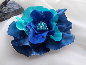 Brošne - spona & brošňa (kvetinka v kombinácii modrej) - 15374528_