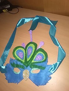 Detské doplnky - Karnevalová maska z filcu (Páv) - 15373678_