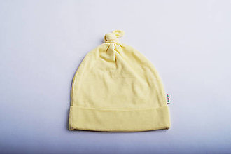 Detské čiapky - Čiapočka s uzlíkom biobavlna - žltá - 15374982_