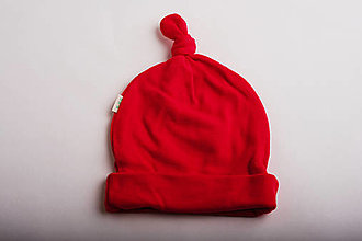Detské čiapky - Merino čiapočka s uzlíkom - červená - 15375896_