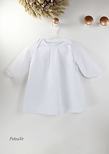 Detské oblečenie - Biele šaty s madeirou, dlhý rukáv - 15375980_