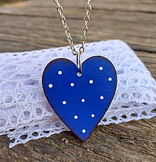 Náušnice - Blue heart dots náhrdelník - 15375151_