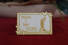 Darčeky pre svadobčanov - Svadobná  drevená magnetka gravírovaná 0019 - 15374774_
