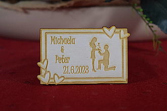 Darčeky pre svadobčanov - Svadobná  drevená magnetka gravírovaná 0020 - 15374776_