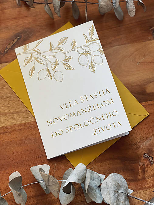Papiernictvo - Gratulačná pohľadnica citróny s obálkou - 15378032_