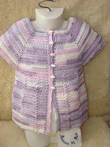Detské oblečenie - Háčkovaná dievčenská vesta melír fialová - 15378433_