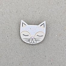 Brošne - keramická brošňa (mačka biela) - 15377664_