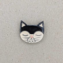 Brošne - keramická brošňa (mačka čierna) - 15377763_