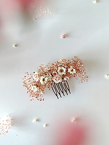 Ozdoby do vlasov - Kvetinový hrebienok "čo šepká vánok" - ružový - 15379694_