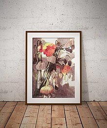 Kresby - Plagát| Maľba Zvädnuté kvety vo váze - 15377712_