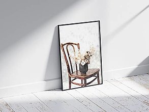 Kresby - Plagát| Maľba Zátišie stoličky s kvetinami vo váze - 15377964_