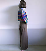 Svetre a kardigány - pásikový pestrý pulover -merino,bavlna - 15379056_