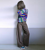 Svetre a kardigány - pásikový pestrý pulover -merino,bavlna - 15379061_