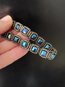 Sady šperkov - Náramok+ náušnice - modré sklo - 15381235_