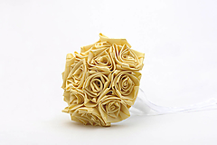 Kytice pre nevestu - Saténová kytica svadobná žlto-zlatá ruže - 15381280_