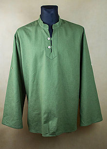 Pánske oblečenie - Ľanová košeľa HUGO - zelená - 15380306_