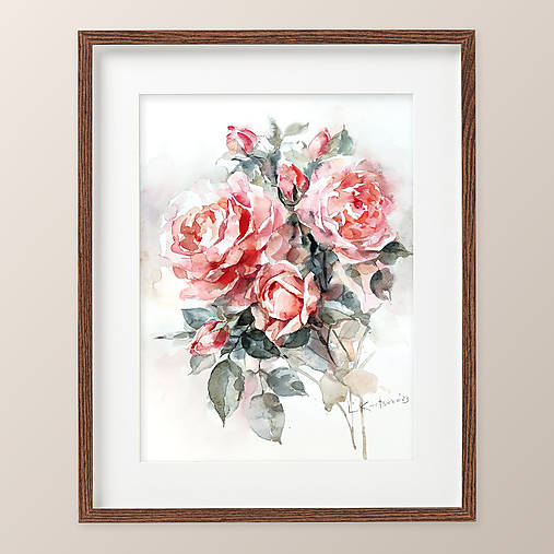 Obrazy - Originálna akvarelová maľba "Ruže" - 15380819_