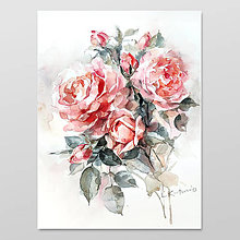 Obrazy - Originálna akvarelová maľba "Ruže" - 15380818_