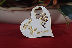 Darčeky pre svadobčanov - Svadobná  drevená magnetka gravírovaná 0024 - 15381481_