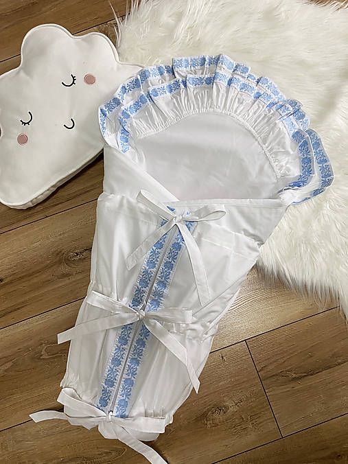 Detský textil - Zavinovačka s modrým ľudovým motívom - VF3 - 15383187_