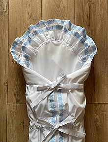 Detský textil - Zavinovačka s modrým ľudovým motívom (Obliečka + vnútorná výplň z umelého vlákna 100g) - 15383181_