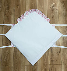 Detský textil - Biela zavinovačka s ružovo bielou madeirou - B1 (Obliečka + vnútorná výplň z umelého vlákna 100g) - 15385615_