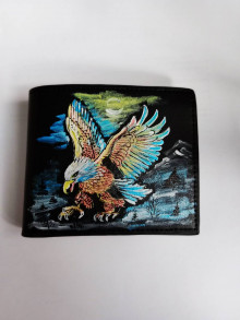 Peňaženky - Pánska peňaženka  maľovaná "Orol" - 15386916_