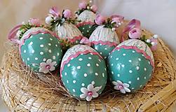 Dekorácie - Vajíčka s ružičkami a bodkami - 15387572_