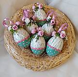 Dekorácie - Vajíčka s ružičkami a bodkami - 15387573_