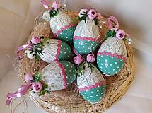 Dekorácie - Vajíčka s ružičkami a bodkami - 15387574_