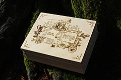 Úložné priestory & Organizácia - Krabička na čajové vrecúška, drevená gravírovaná krabička s čajovou tematikou lesná víla (Farba prírodného dreva) - 15388818_