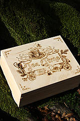 Úložné priestory & Organizácia - Krabička na čajové vrecúška, drevená gravírovaná krabička s čajovou tematikou lesná víla (Farba prírodného dreva) - 15388819_